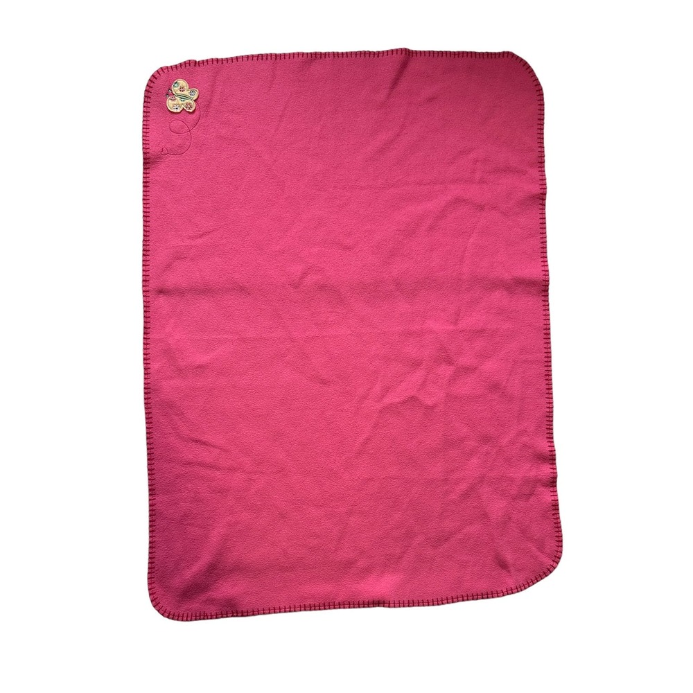 Parents Choice Walmart Hot Pink Fuchsia Butterly Applique Blanket Fleece Baby